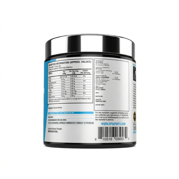 BPI Sports Citrulline Malate Unflavoured 180g – Dosage & Usage Instructions | 91Servings