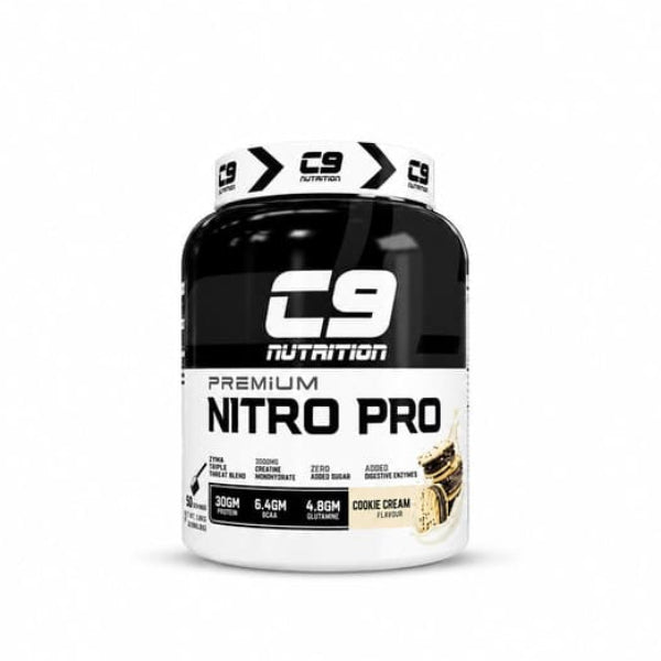 C9 Nutrition Nitro Pro 2kg Cookie Cream – 30g Protein, 6.4g BCAA, Creatine | 91Servings