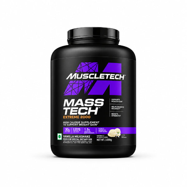 MuscleTech Mass Tech Extreme 2000 3kg Vanilla Milkshake – 30g Protein, 1075 Kcal | 91Servings