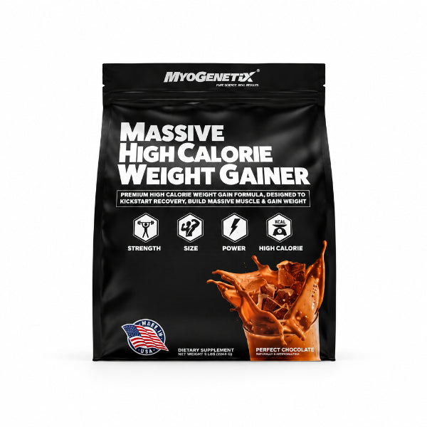 Myogenetix Massive High Calorie Weight Gainer 5 lbs Perfect Chocolate – Front | 91Servings