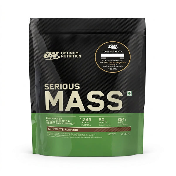 ON Serious Mass Chocolate 1kg – 1,243 Cal, 50g Protein, 254g Carbs per Serving | 91Servings