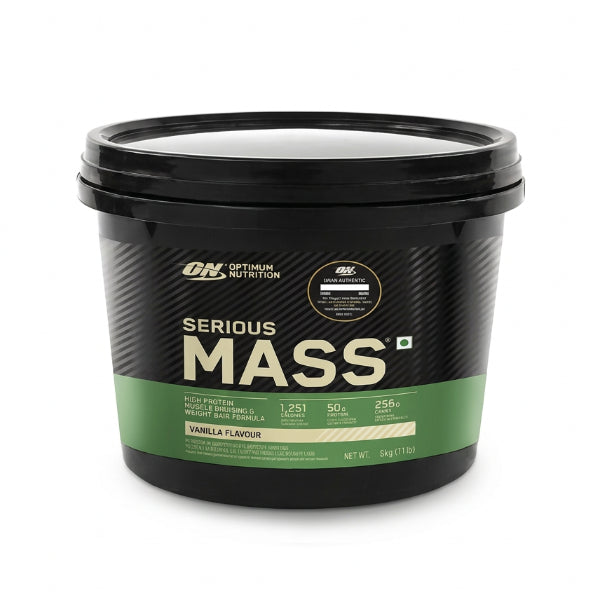 ON Serious Mass Vanilla 5kg – 1,251 Cal, 50g Protein, 256g Carbs per Serving | 91Servings