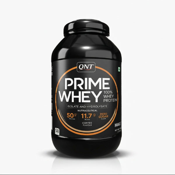 QNT Prime Whey 100% Whey Protein Isolate & Hydrolysate 2kg – 50g Protein 58 Servings Coffee | 91Servings