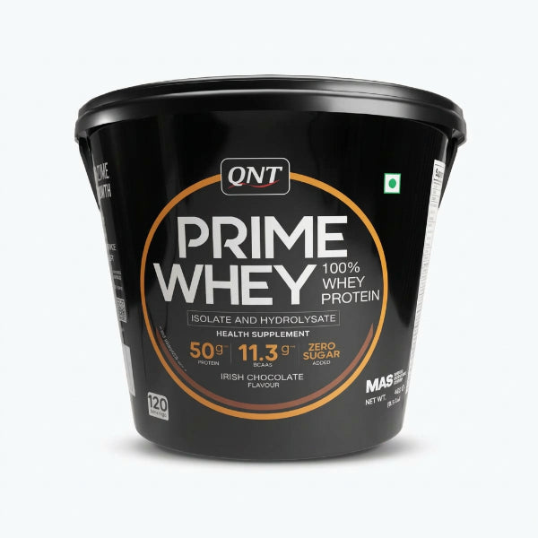 QNT Prime Whey 100% Whey Protein Isolate & Hydrolysate 4kg – 50g Protein 120 Servings Irish Chocolate | 91Servings