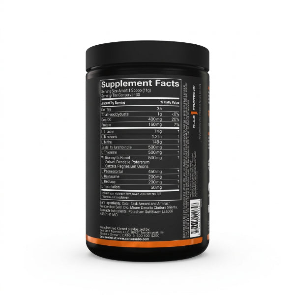 Rule 1 Essential Amino 9 Supplement Facts – 7.5g EAA Blend, 2.5g L-Leucine, 500mg Electrolytes per 11g Serving | 91Servings