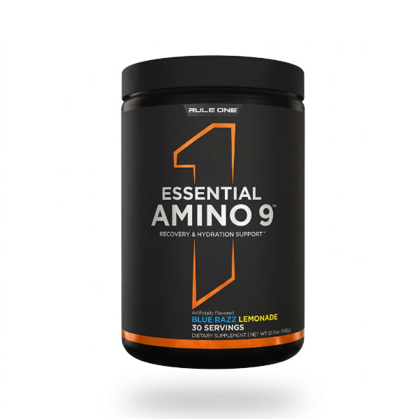 Rule 1 Essential Amino 9 Blue Razz Lemonade 345g – 7.5g EAAs, 5g BCAAs, 500mg Electrolytes, 30 Servings | 91Servings