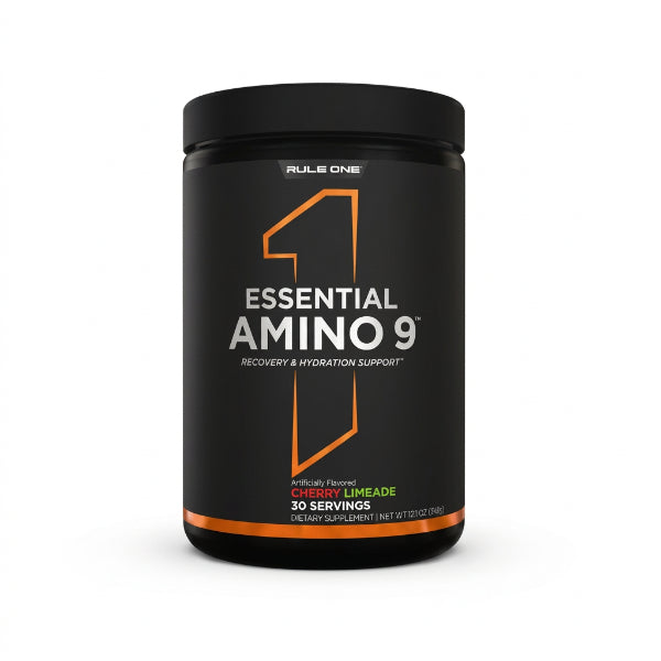 Rule 1 Essential Amino 9 Cherry Limeade 345g – 7.5g EAAs, 5g BCAAs, 500mg Electrolytes, 30 Servings | 91Servings