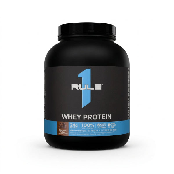 Rule 1 Whey Protein Chocolate Fudge 5lb – 24g Protein, 100% Whey, 57 Servings | 91Servings