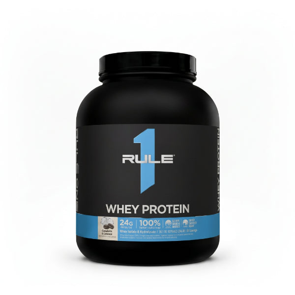 Rule 1 Whey Protein Cookies & Creme 5lb – 24g Protein, 100% Whey, 56 Servings | 91Servings