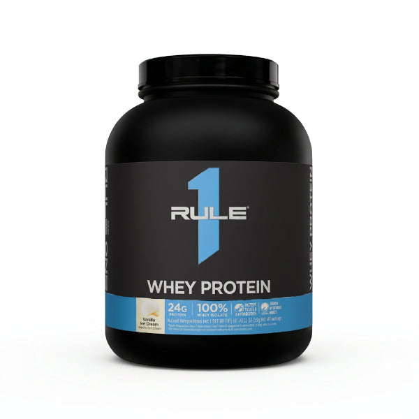Rule 1 Whey Protein Vanilla Ice Cream 5lb – 24g Protein, 100% Whey, 58 Servings | 91Servings